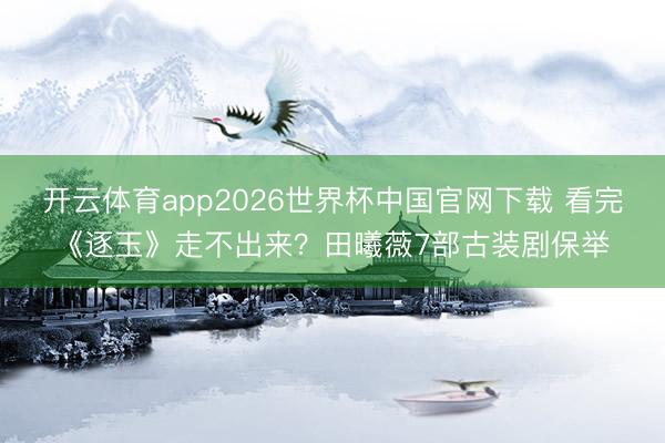 开云体育app2026世界杯中国官网下载 看完《逐玉》走不出来？田曦薇7部古装剧保举