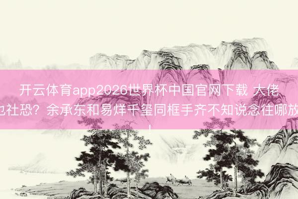 开云体育app2026世界杯中国官网下载 大佬也社恐？余承东和易烊千玺同框手齐不知说念往哪放！