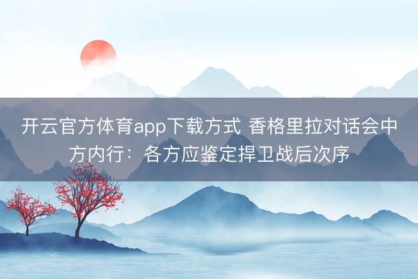 开云官方体育app下载方式 香格里拉对话会中方内行：各方应鉴定捍卫战后次序